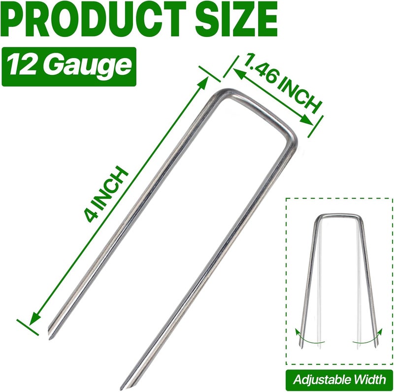 TiTifield 4 Inch 180 Pack Landscape Staples Galvanized Garden Stakes Anti-Rust Landscape Pins for Weed Barrier Fabric, Artificial Turf and Landscape Fabric - Image 2